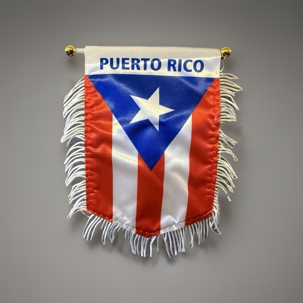 Puerto Rico Banner Flag 4x6 White Fringe Trim Patriotic Collectible Memorabilia